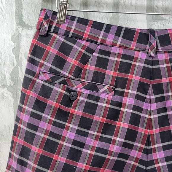 Adidas Golf Shorts Mens Size 32 Inseam 11" Plaid Polyester Athletic Purple Loud - Picture 8 of 11